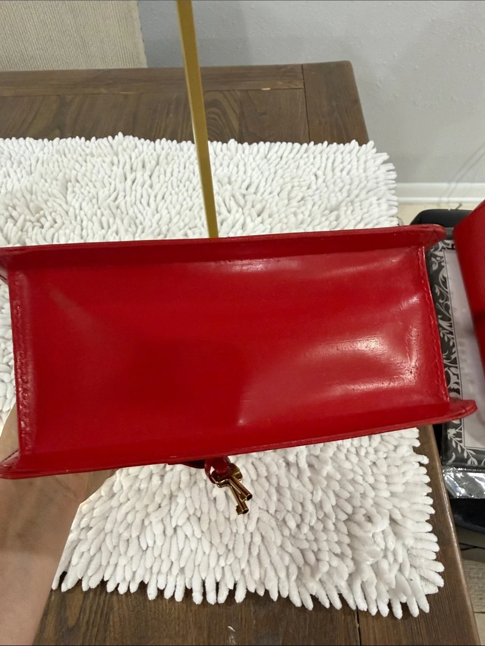 Louis Vuitton Red Vernis Satchel with Gold-Tone Lock